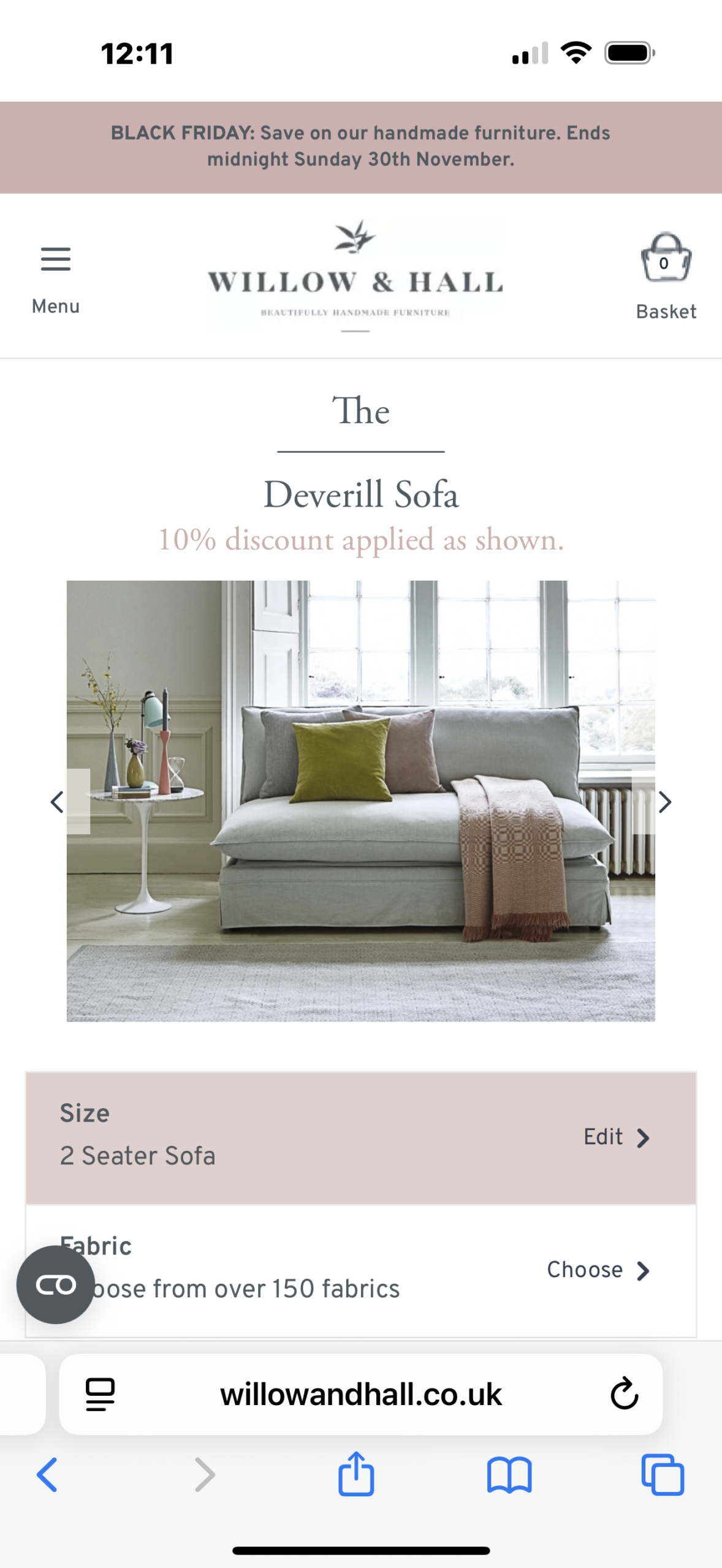 Costume made and almost new sofa bed from Willow & Hall