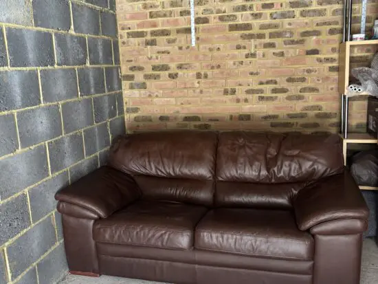 Brown leather sofa