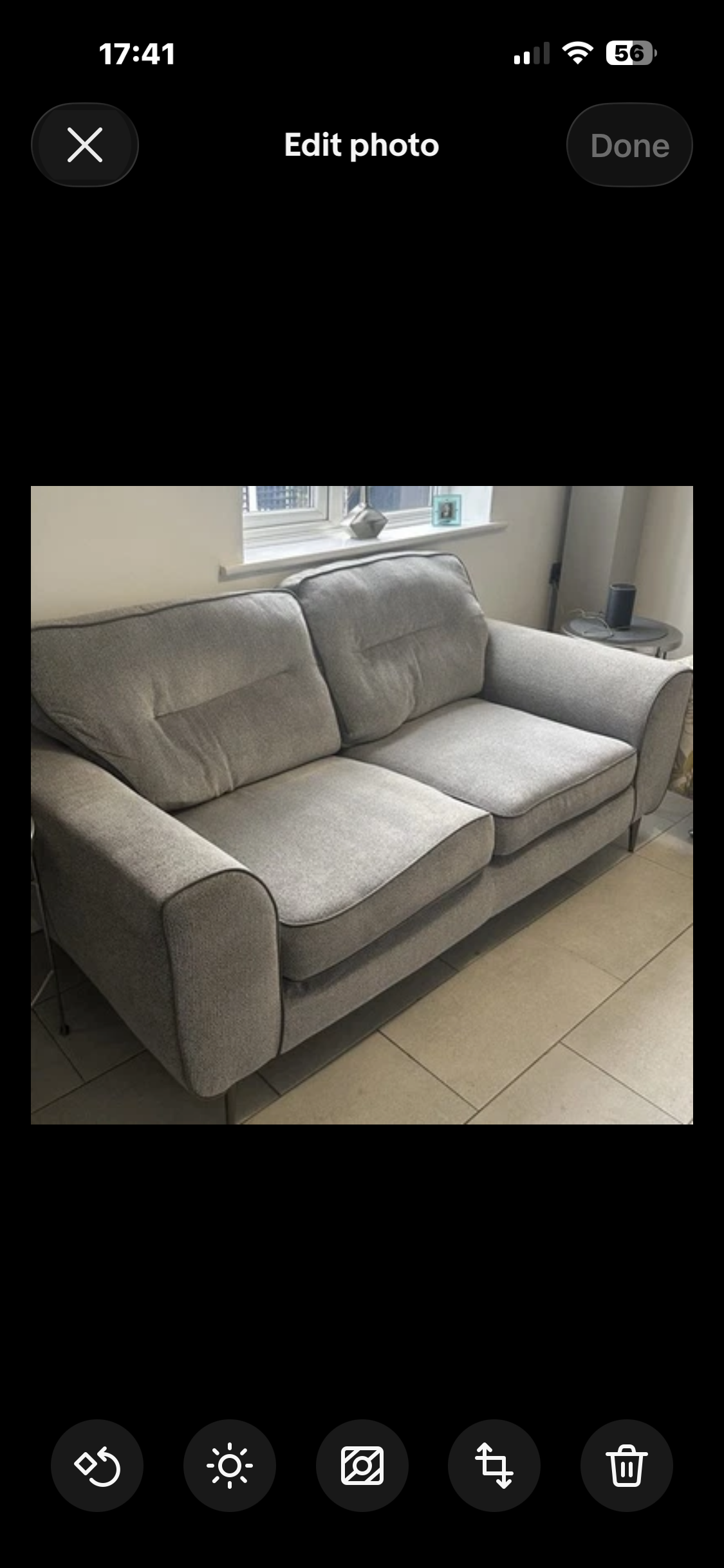 Grey 2 seat sofa & footstool