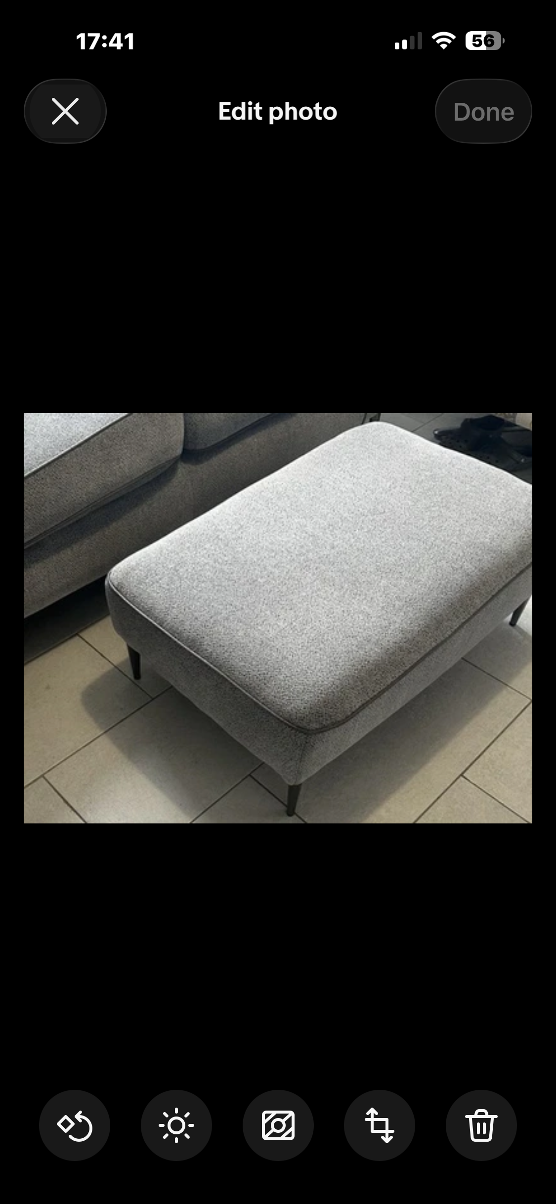 Grey 2 seat sofa & footstool