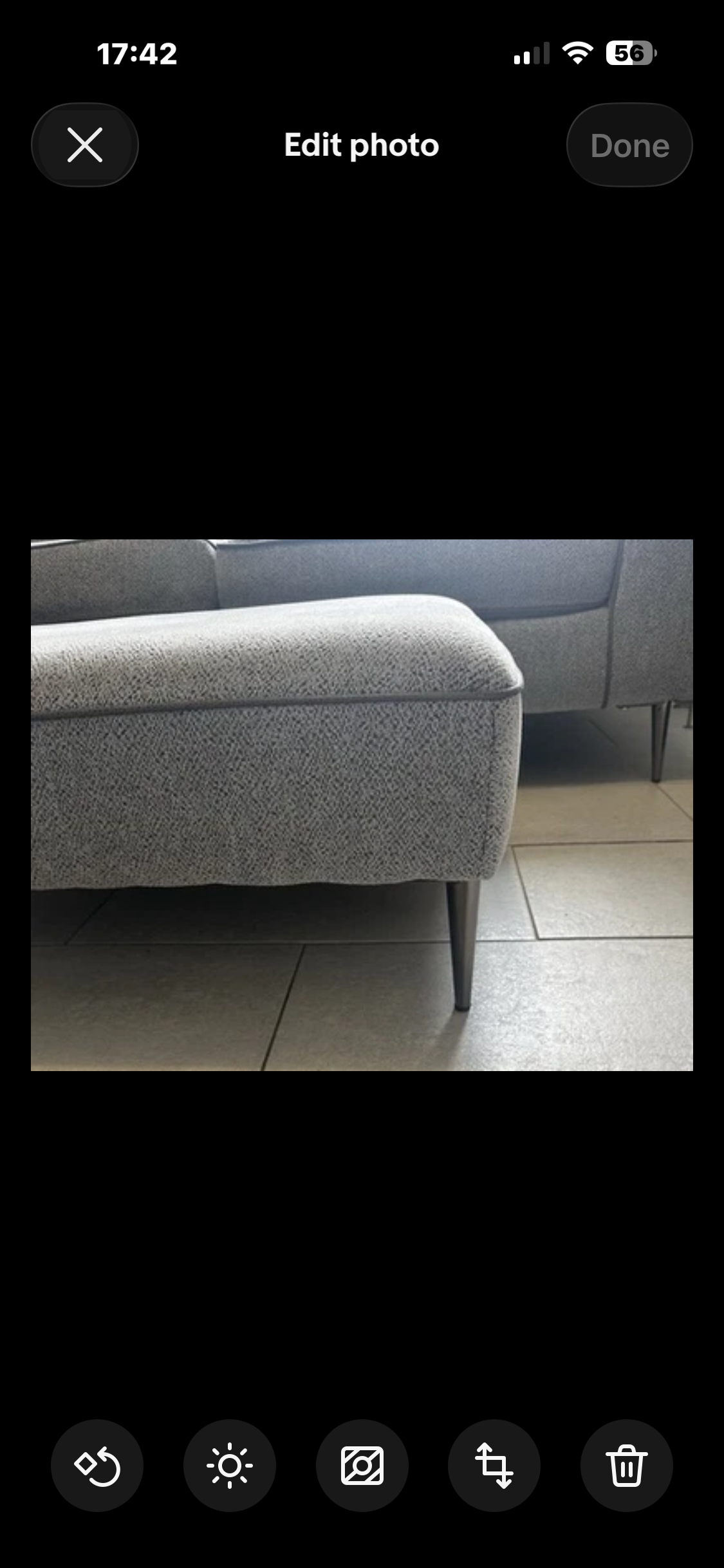 Grey 2 seat sofa & footstool