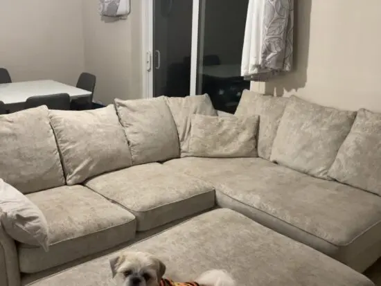 U Soveirgn shaped sofa with Pouf (Grey silver)