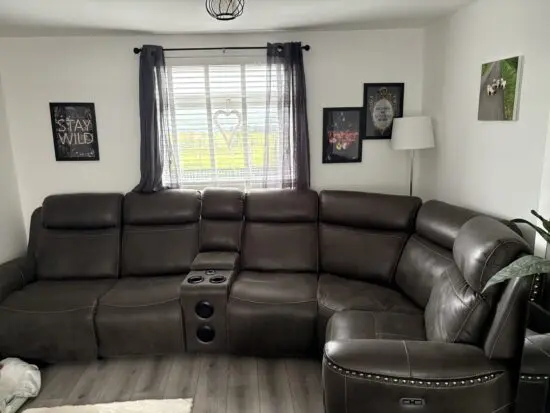 Large brown corner sofa