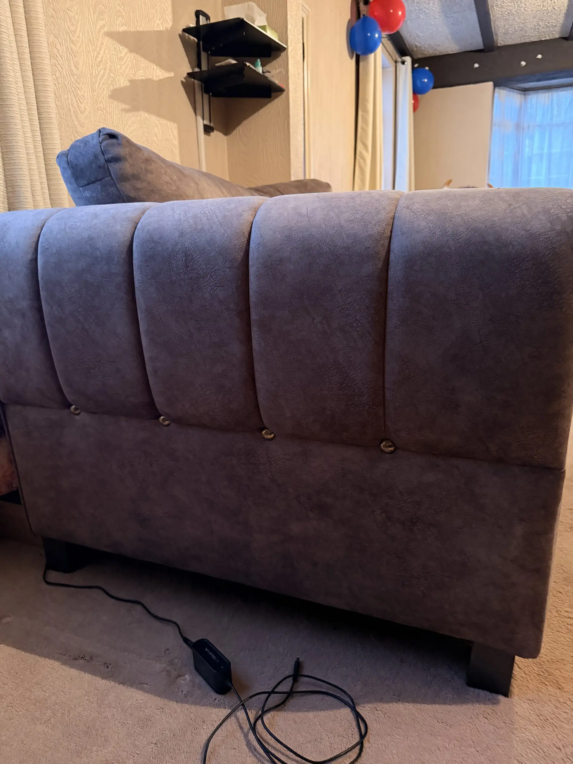 Furniture Village + Dapple Chocolate-Tri + Mariah Classic Back Fabric + Snuggler Chair