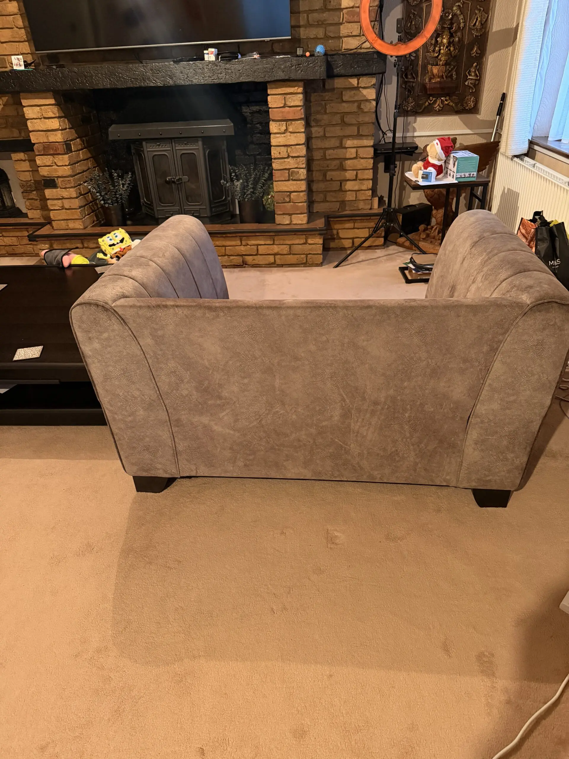 Furniture Village + Dapple Chocolate-Tri + Mariah Classic Back Fabric + Snuggler Chair