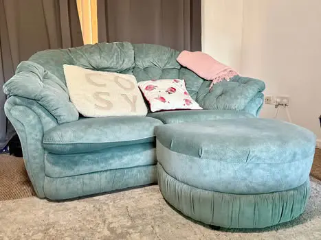 Fairview teal suede velvet look 2 seater sofa bed