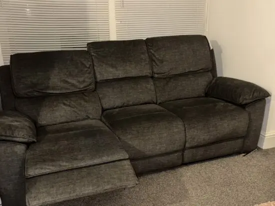 Goodwood 3 seater electric recliner sofa plush charcoal fabric
