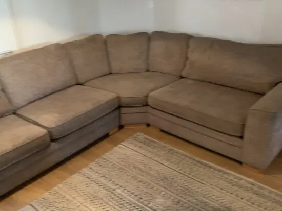 Collingwood Batchelor corner sofa with speckled brown and beige pattern