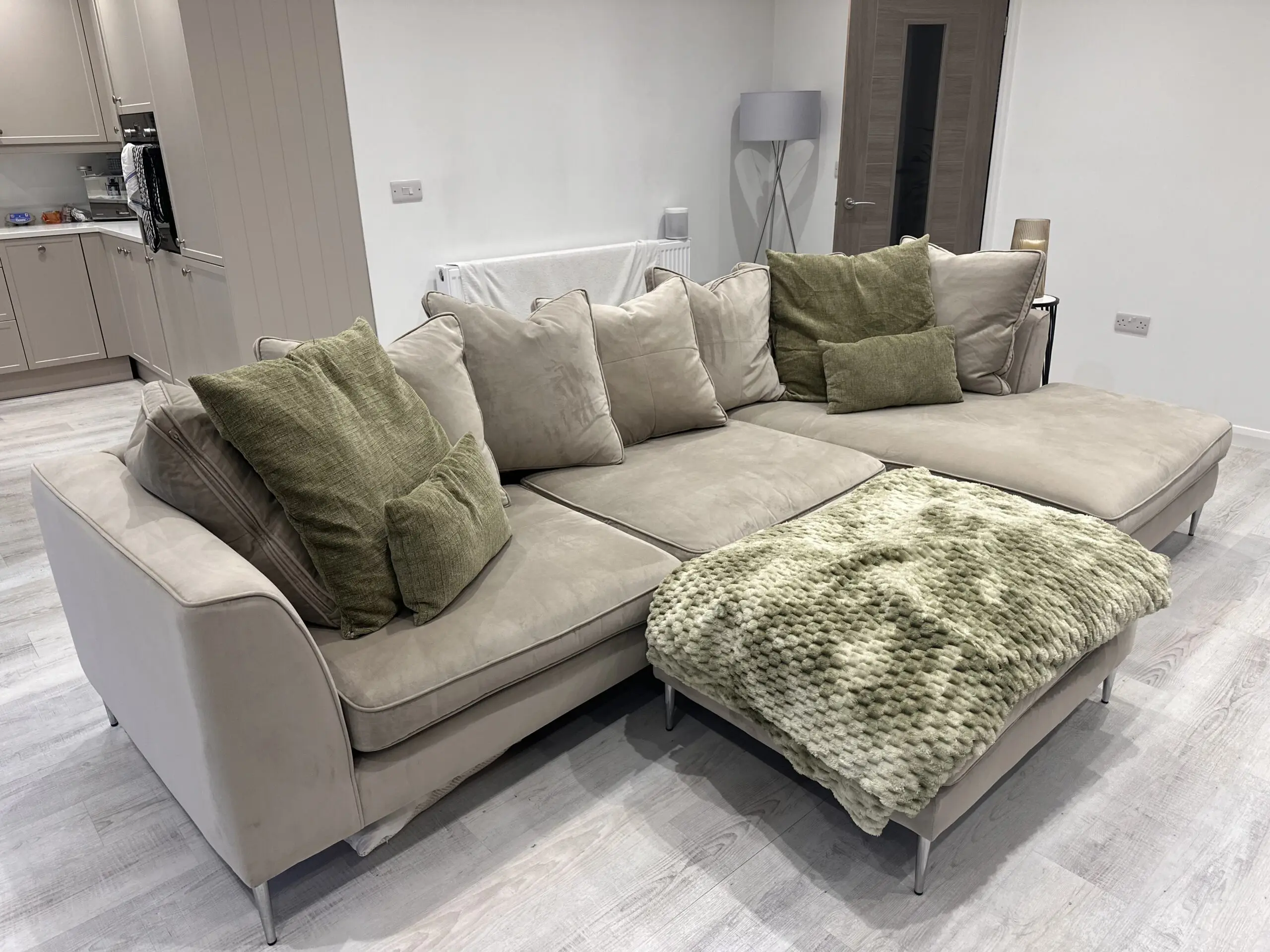 Barker&Stonehouse Beige Conza L shape suite with moveable Stool