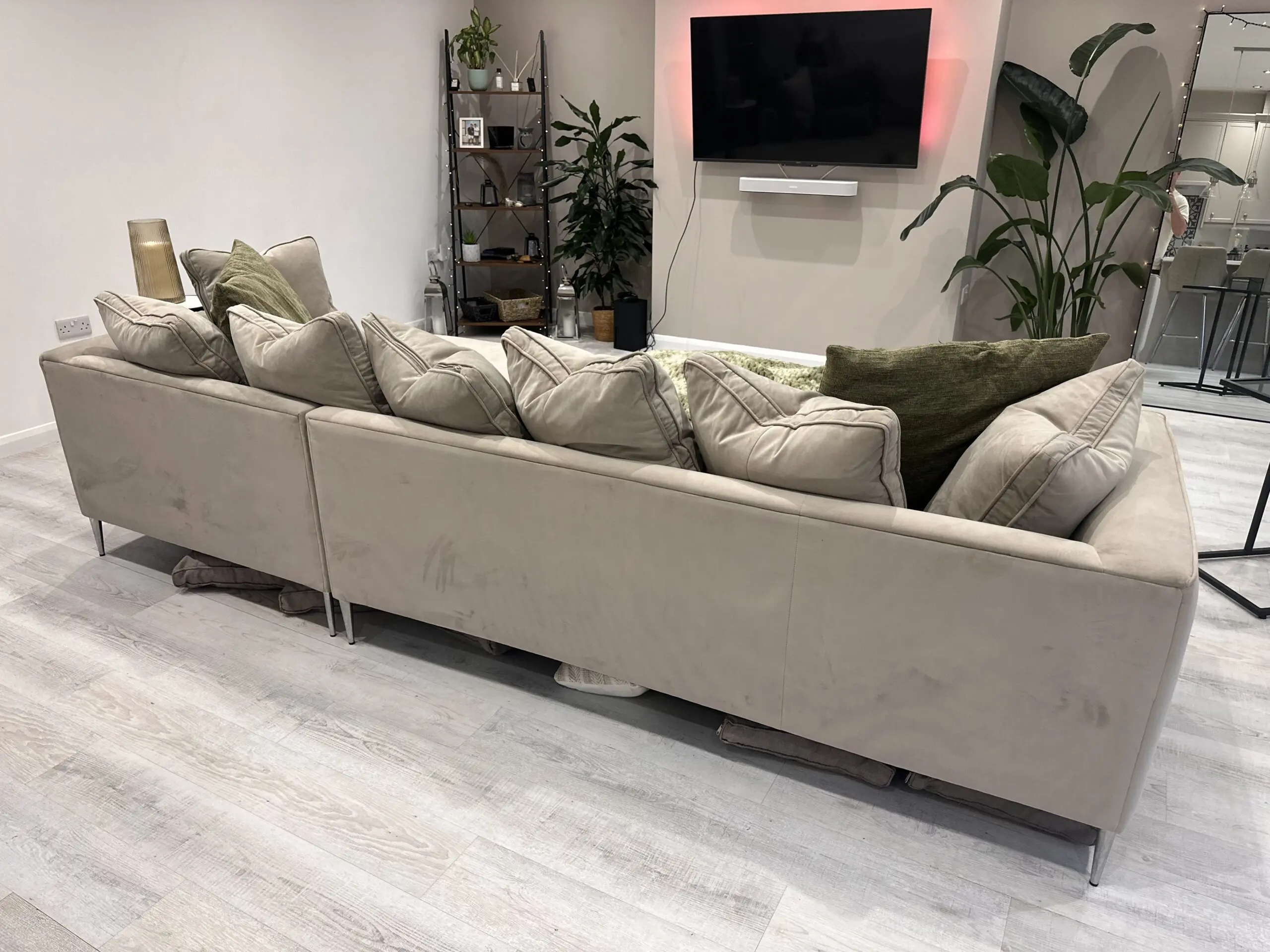 Barker&Stonehouse Beige Conza L shape suite with moveable Stool