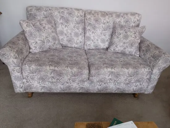 Pair of Oak Furniture Land Grey Floral 3 Seater Sofas