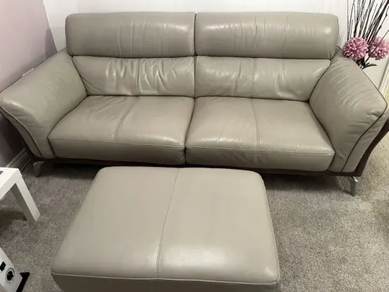 DFS light grey sofa with dark grey suede sides and around bottom