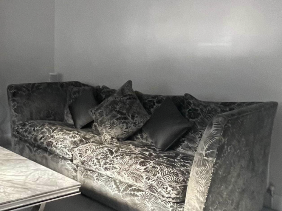 Comfy Grey floral patterned sofa