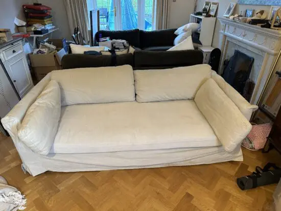 Arabelo 3 Seater Loose Cover Sofa, Natural Cotton & Linen Mix Fabric