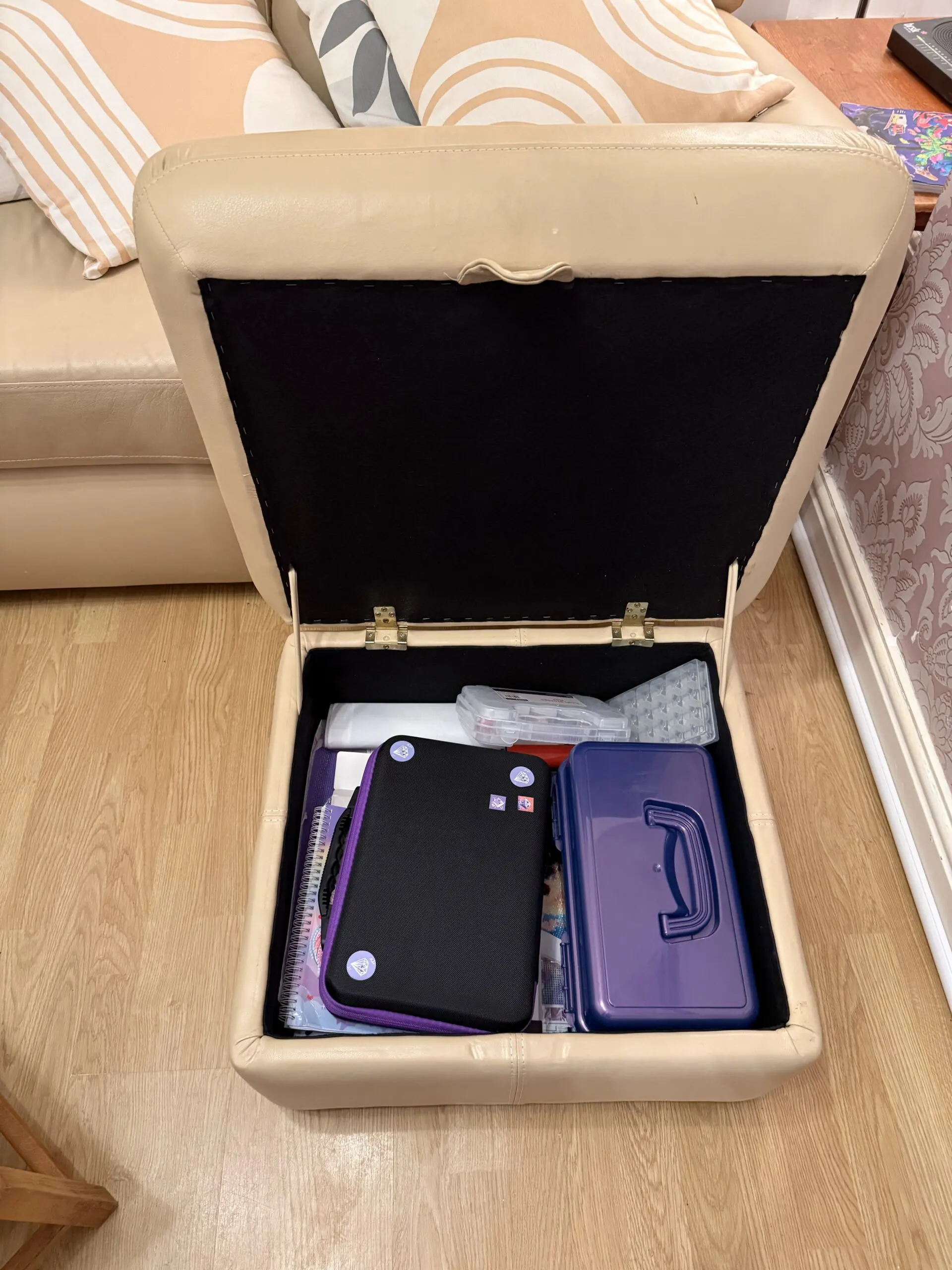 2&3 Beige leather sofas with matching foot stool