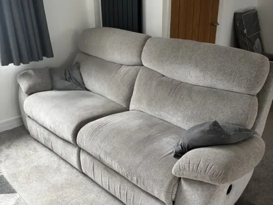 Grey electric recliner sofa