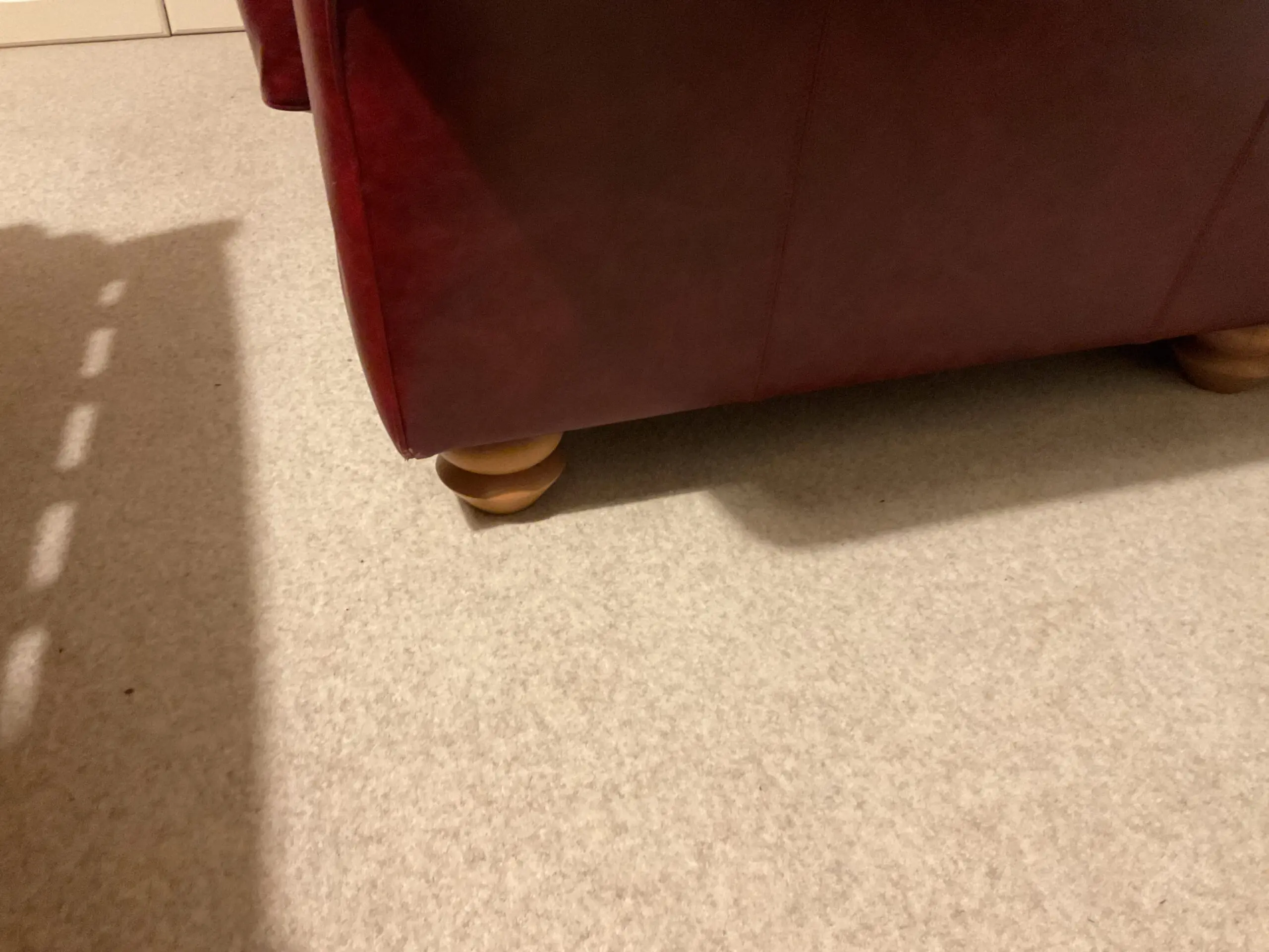 The Chesterfield Company “St David” Curved Back 2 Seater Red Leather Settee