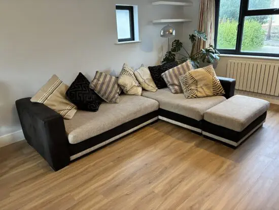 DFS Monaco corner sofa with footstool