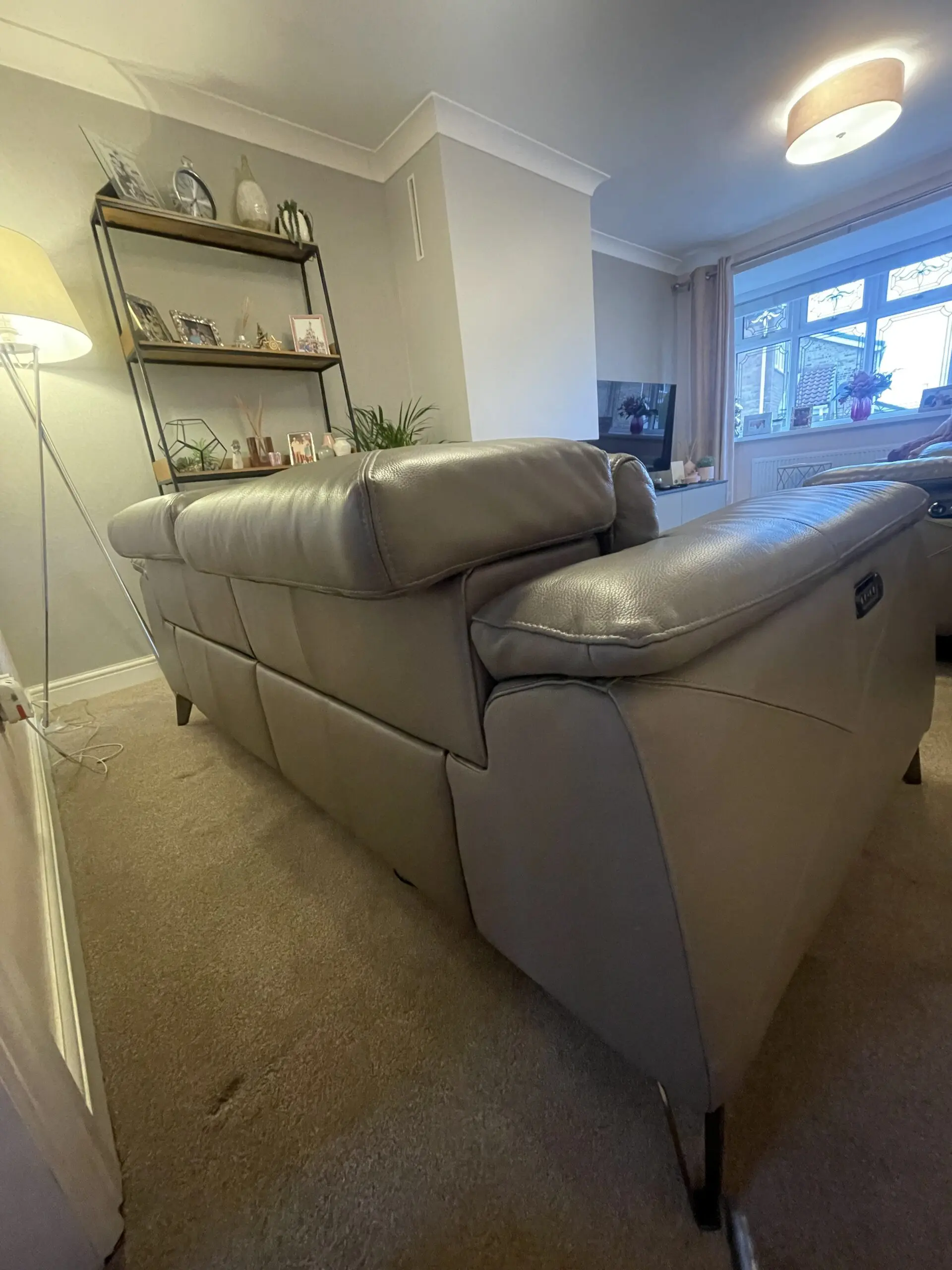 DFS Caldo Power Sofa Granite leather two two seater sofas excellent condition no rips or tears.