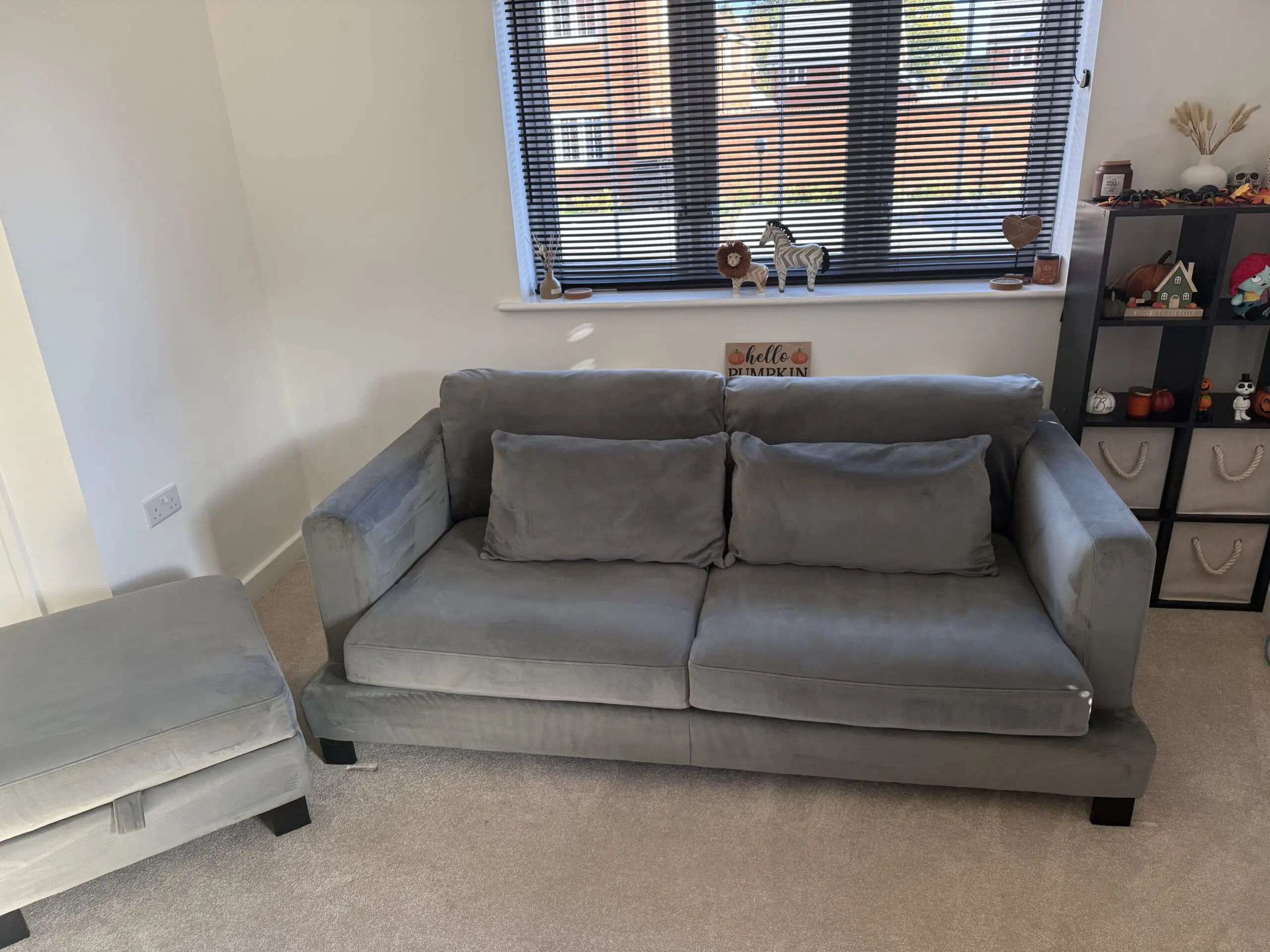 Dwell Lugano Velvet 3 Seater Sofa and Ottoman Footstool