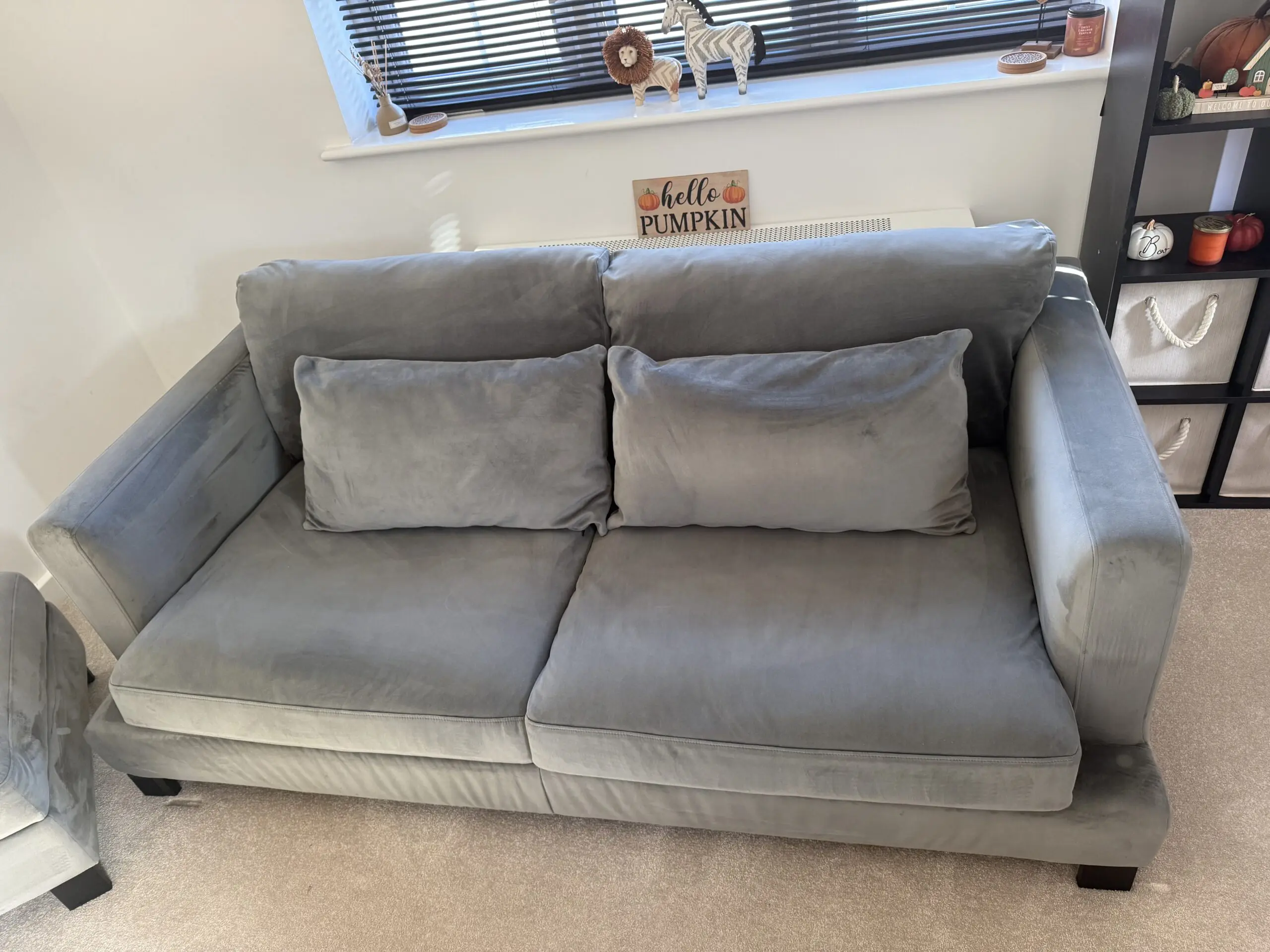 Dwell Lugano Velvet 3 Seater Sofa and Ottoman Footstool