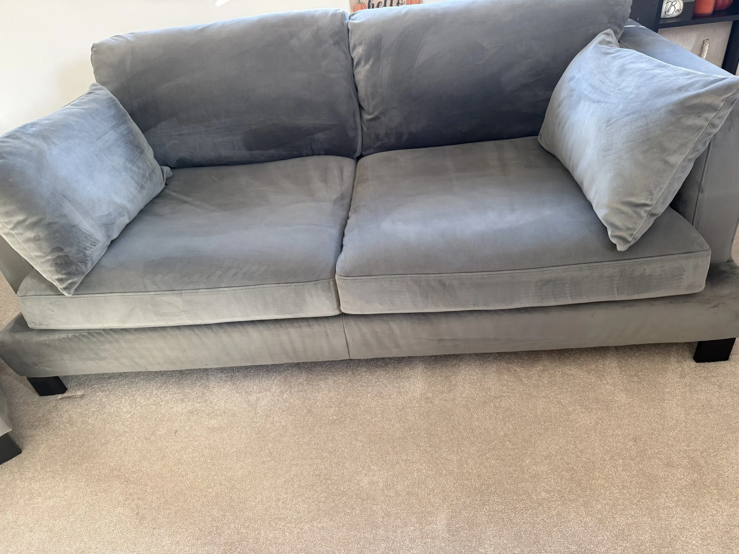 Dwell Lugano Velvet 3 Seater Sofa and Ottoman Footstool