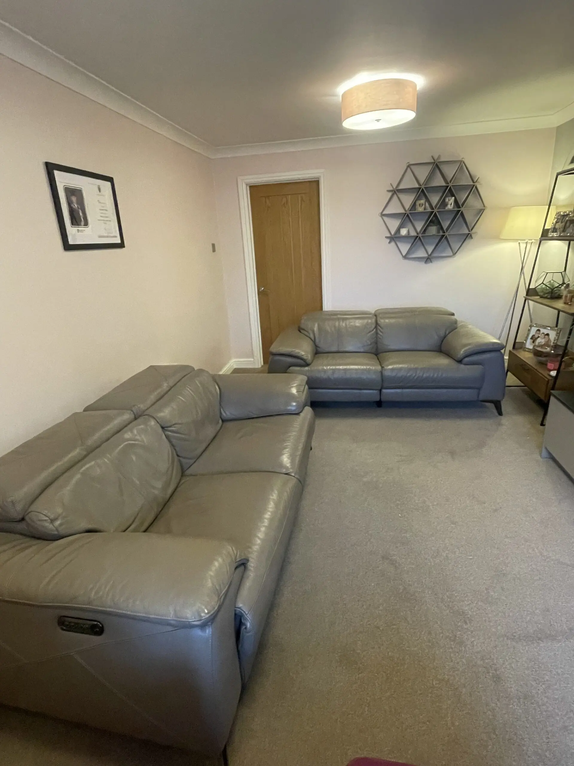 DFS Caldo Power Sofa Granite leather two two seater sofas excellent condition no rips or tears.