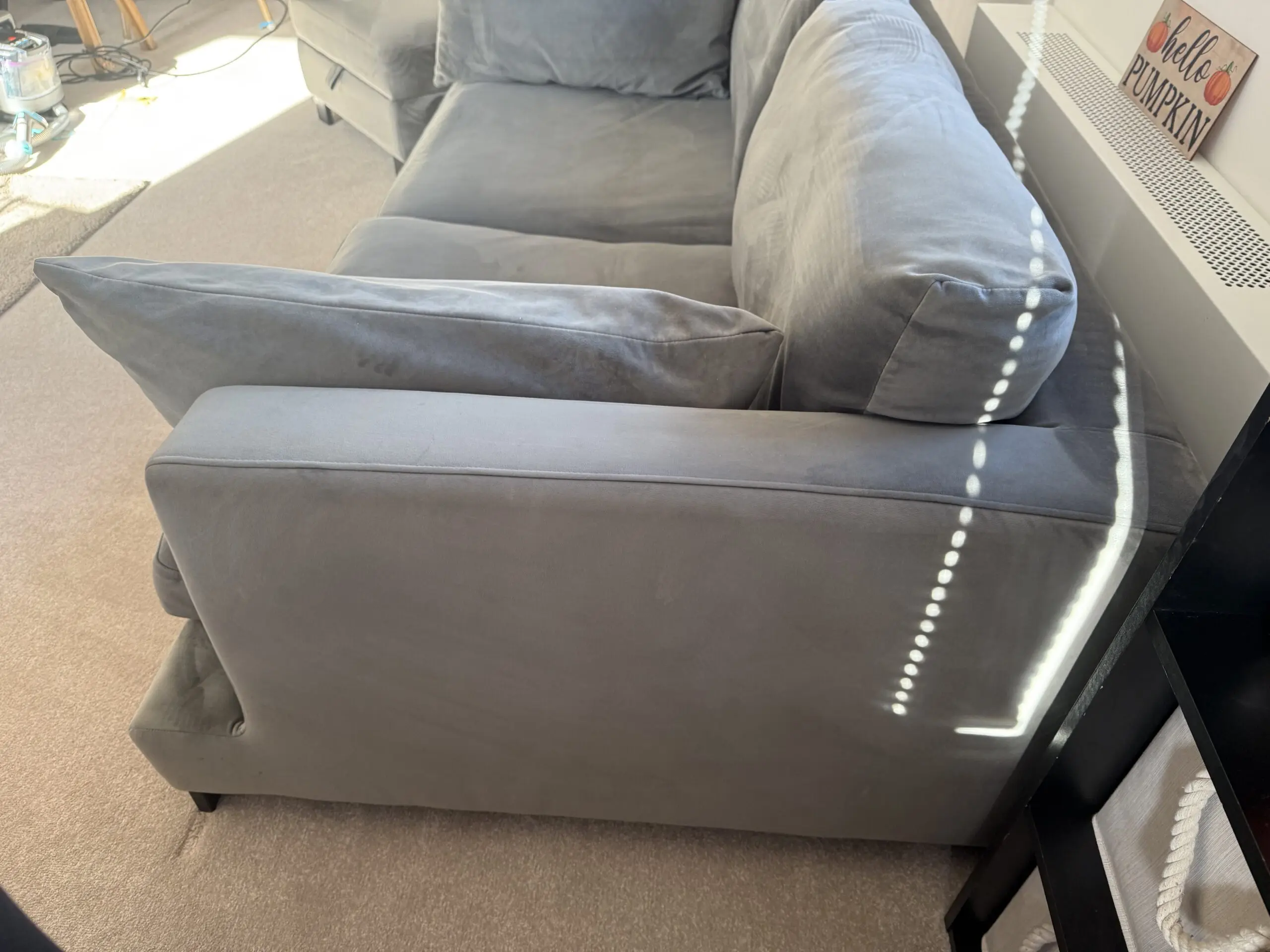 Dwell Lugano Velvet 3 Seater Sofa and Ottoman Footstool