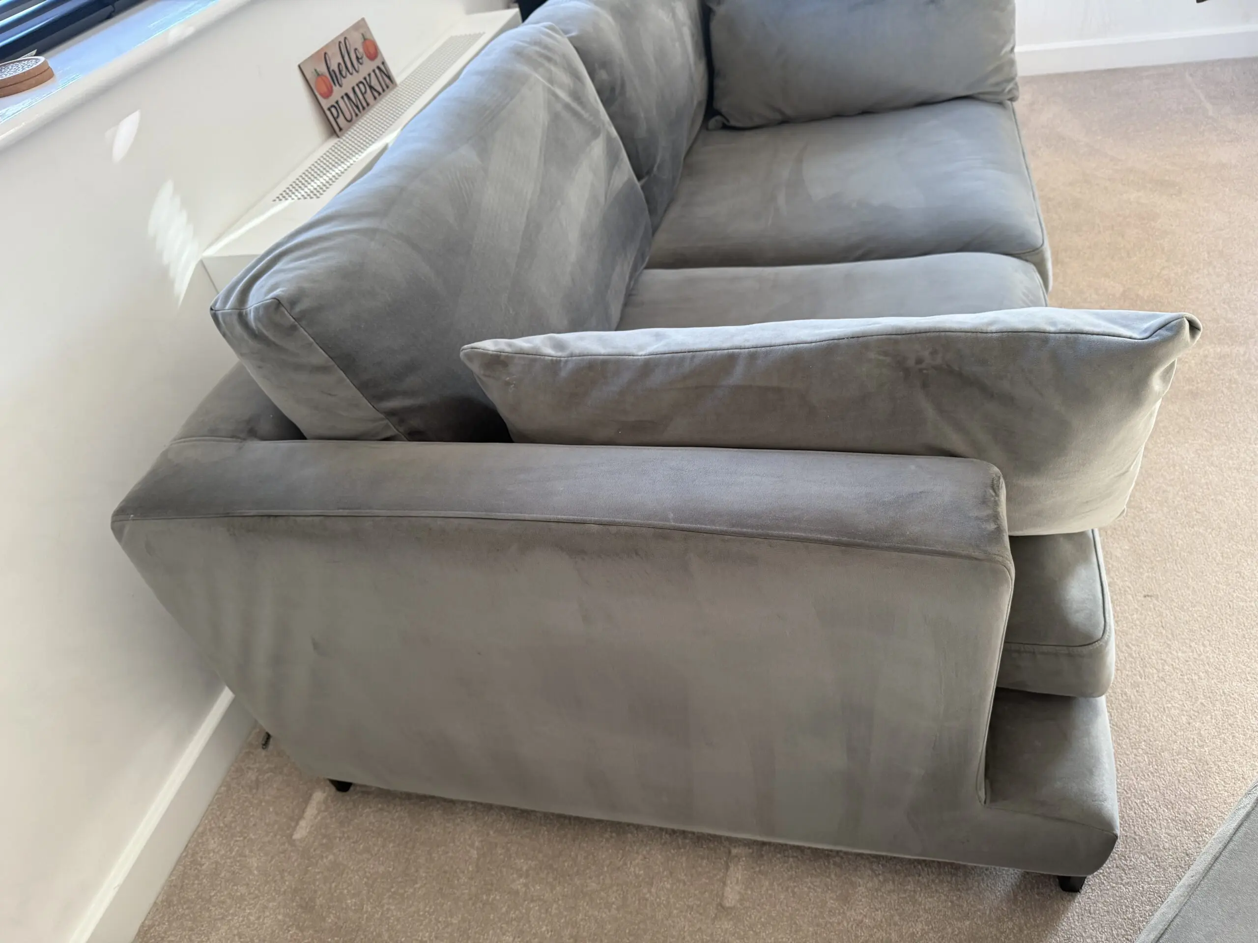 Dwell Lugano Velvet 3 Seater Sofa and Ottoman Footstool