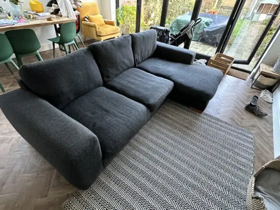 Next Houghton Black Left Hand Chaise 3 Seater Sofa