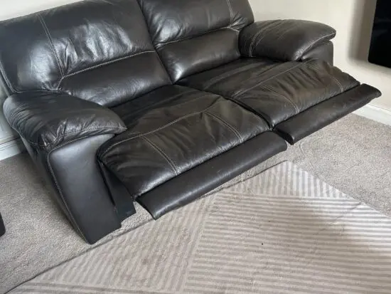 Leather Sofa Set with manual and powered reclining functions.