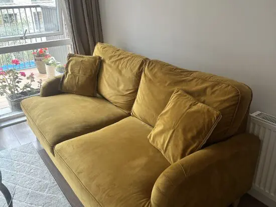 3 seater sofa; mustard colour
