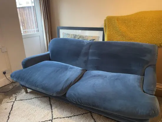 Large Pudding Sofa in Twilight Blue Clever Deep Velvet