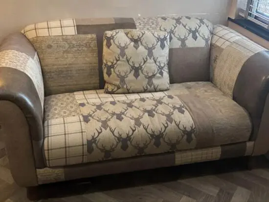 DFS Patchwork Stag 2 Seater - Brown