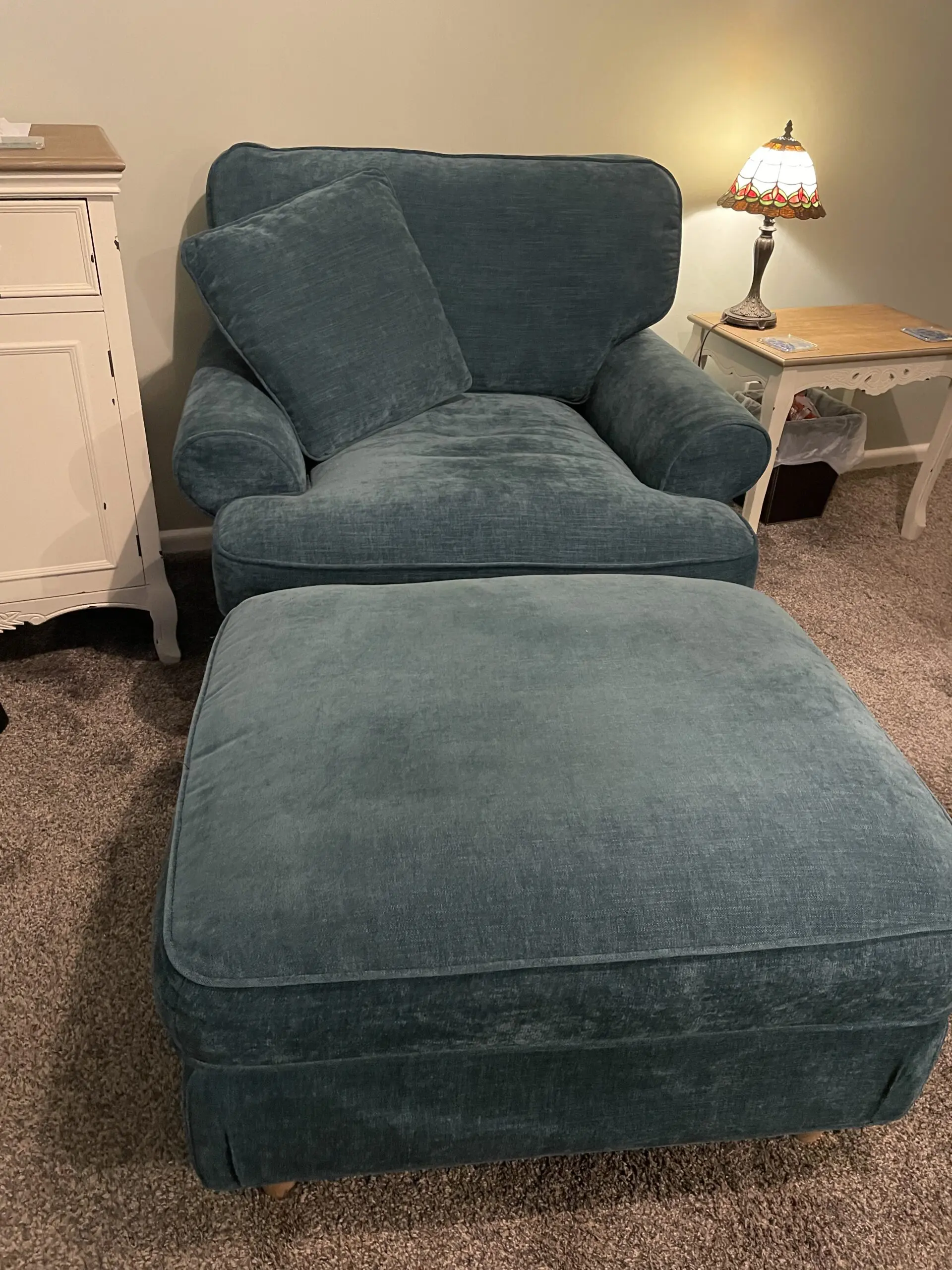 Roseland emerald green 3 seater Alfie sofa, armchair and footstool