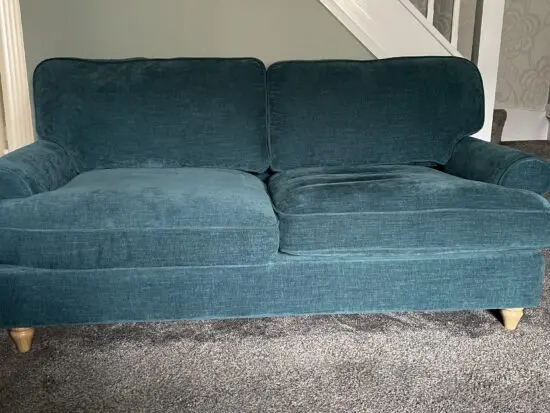 Roseland emerald green 3 seater Alfie sofa, armchair and footstool