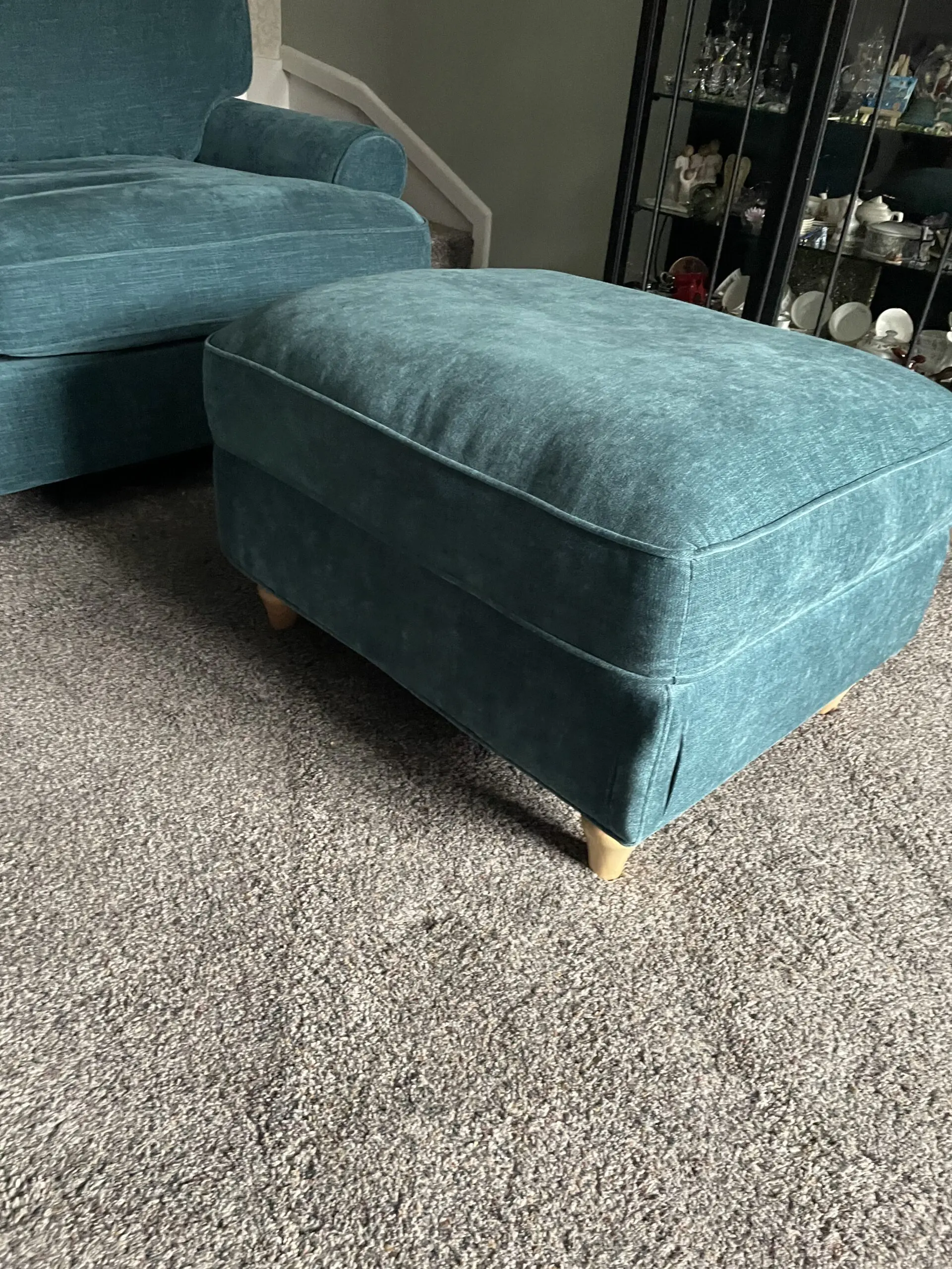 Roseland emerald green 3 seater Alfie sofa, armchair and footstool