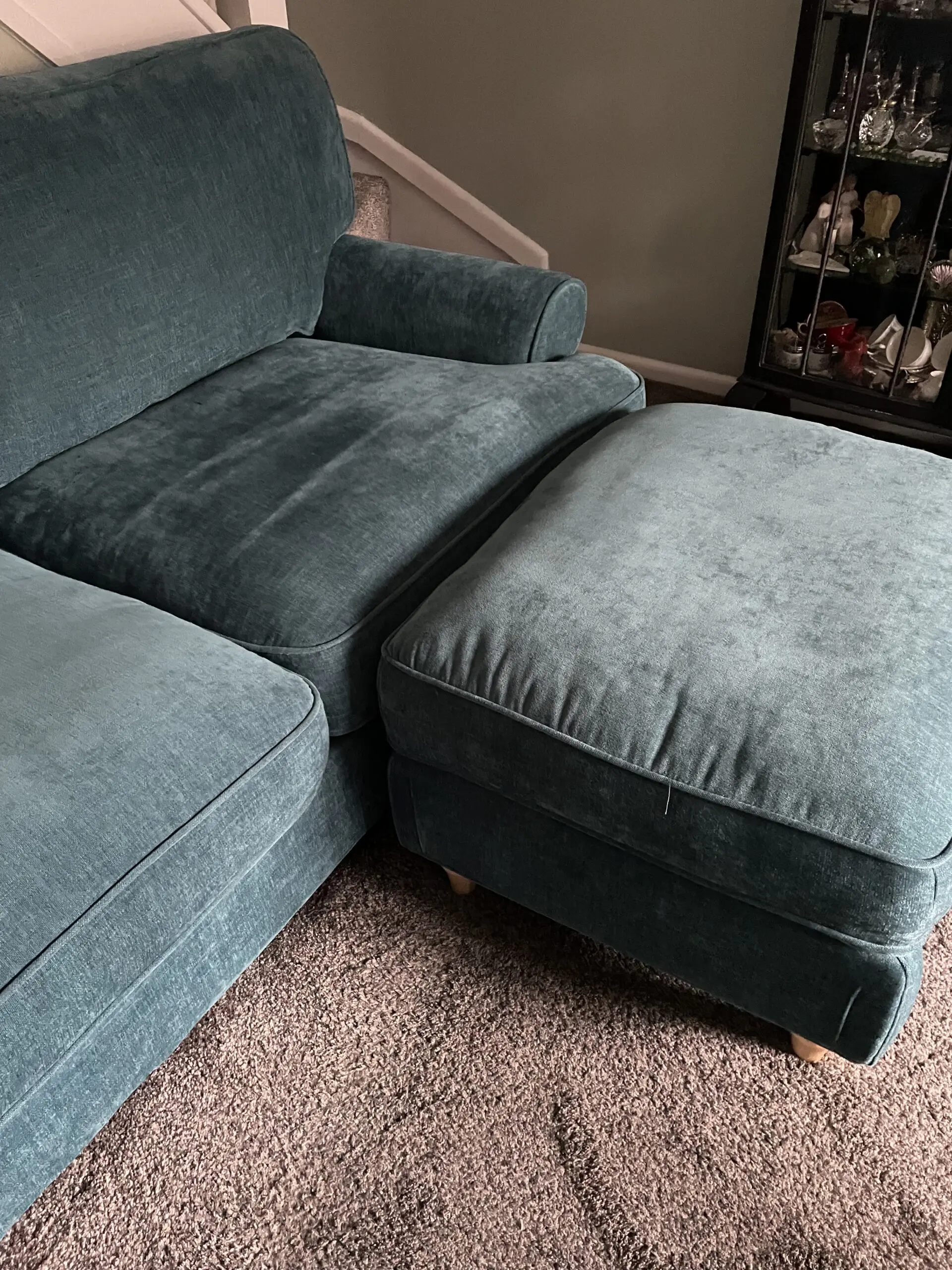 Roseland emerald green 3 seater Alfie sofa, armchair and footstool