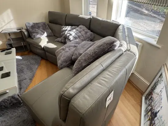 Grey Leather Corner Sofa