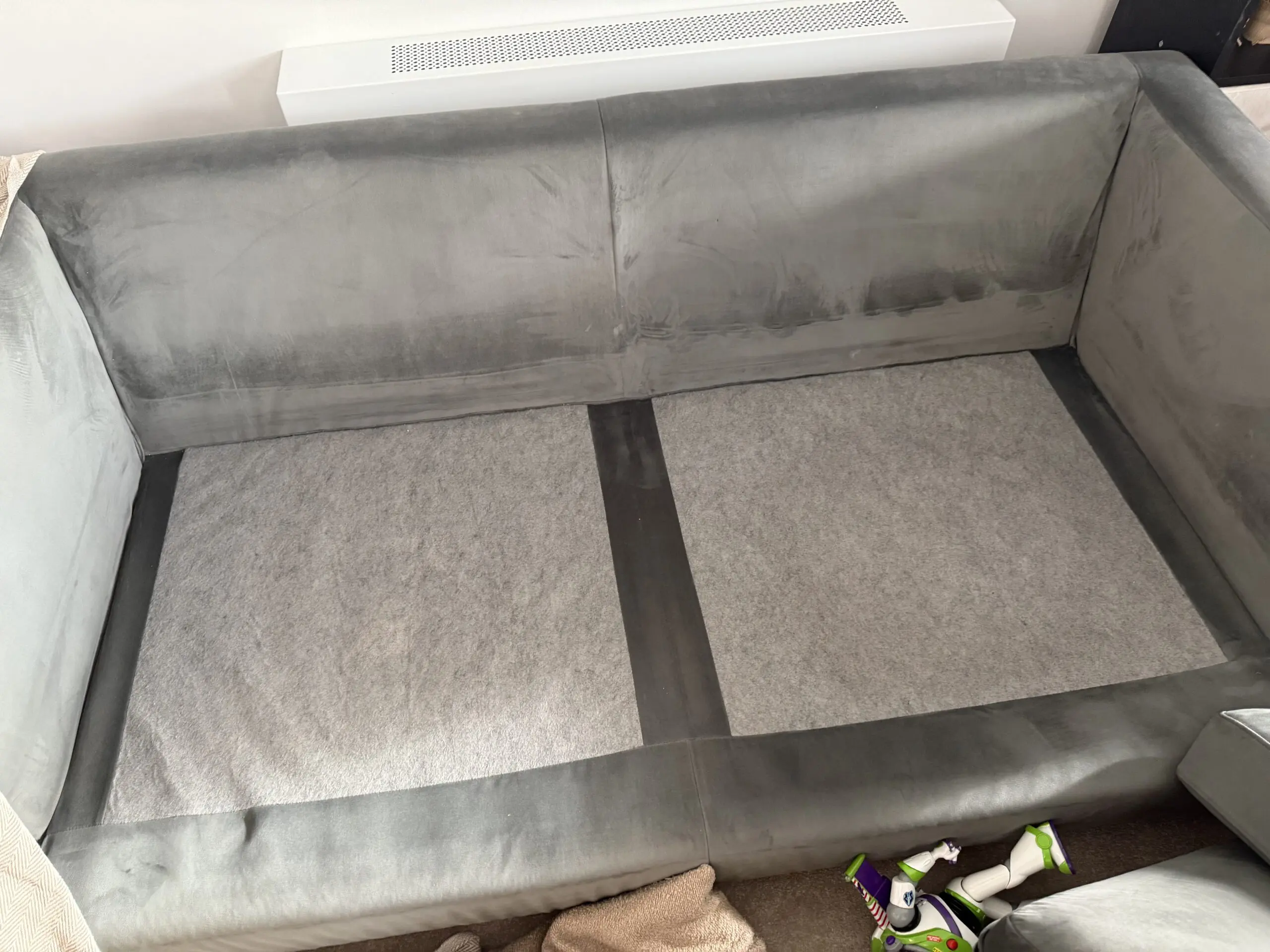 Dwell Lugano Velvet 3 Seater Sofa and Ottoman Footstool