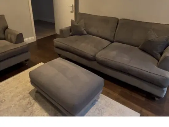 Sofa workshop sofa set - 3 seater, armchair and footstall in grey