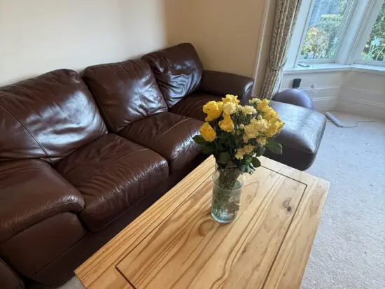 Dark brown corner sofa
