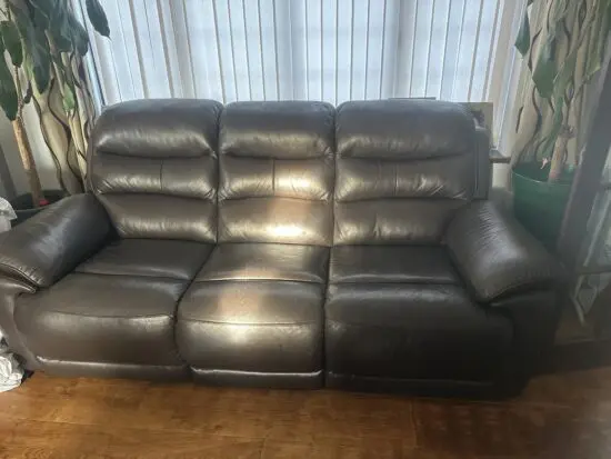 3 seater chocolate brown leather sofa