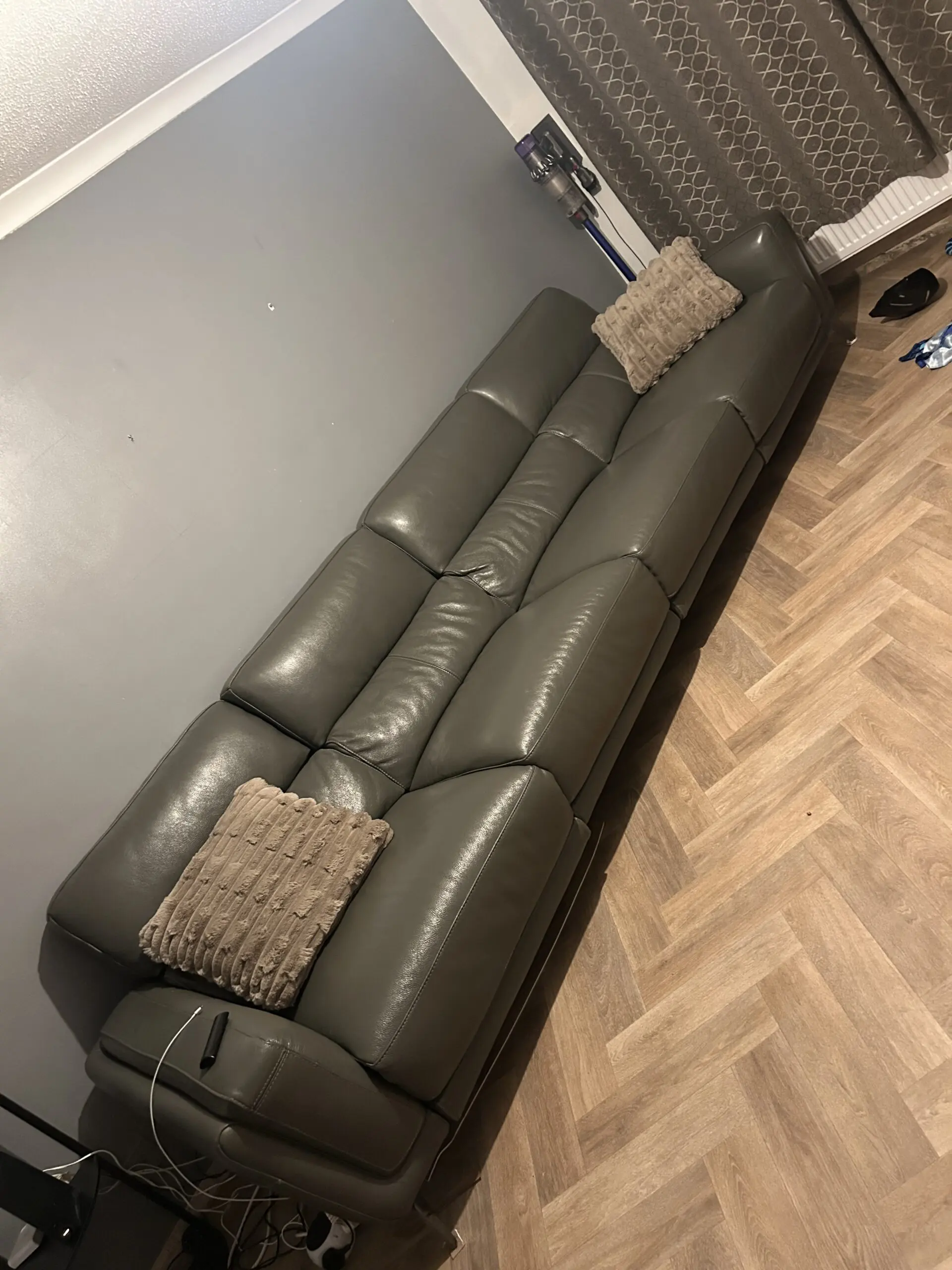 DFS San Antonio steel grey corner reclining sofa