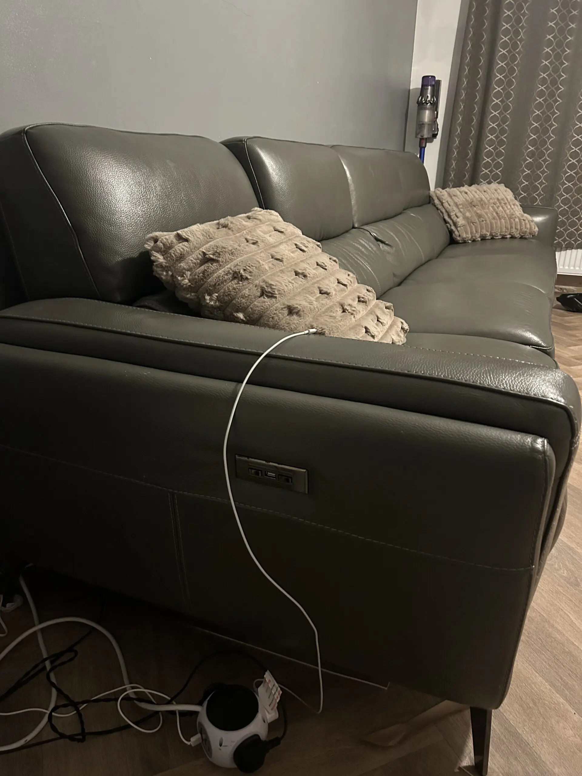 DFS San Antonio steel grey corner reclining sofa
