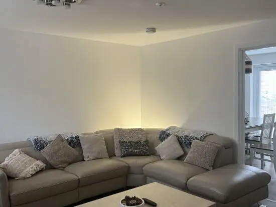 Sofology Electric Recliner L shaped Leather Corner Sofa with Adjustable Headrests