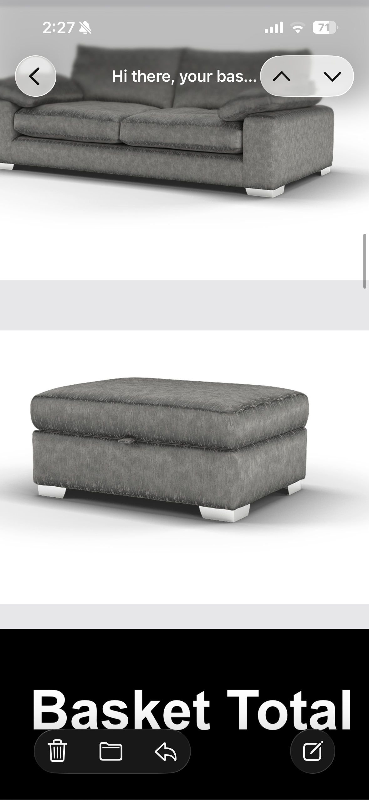 Sofology Grey 3 seater 2 seater & foostool