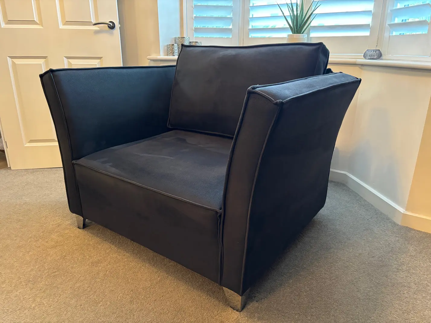 Right Hand Facing Corner Sofa with Chaise, Footstool and Love Seat - Dark Grey