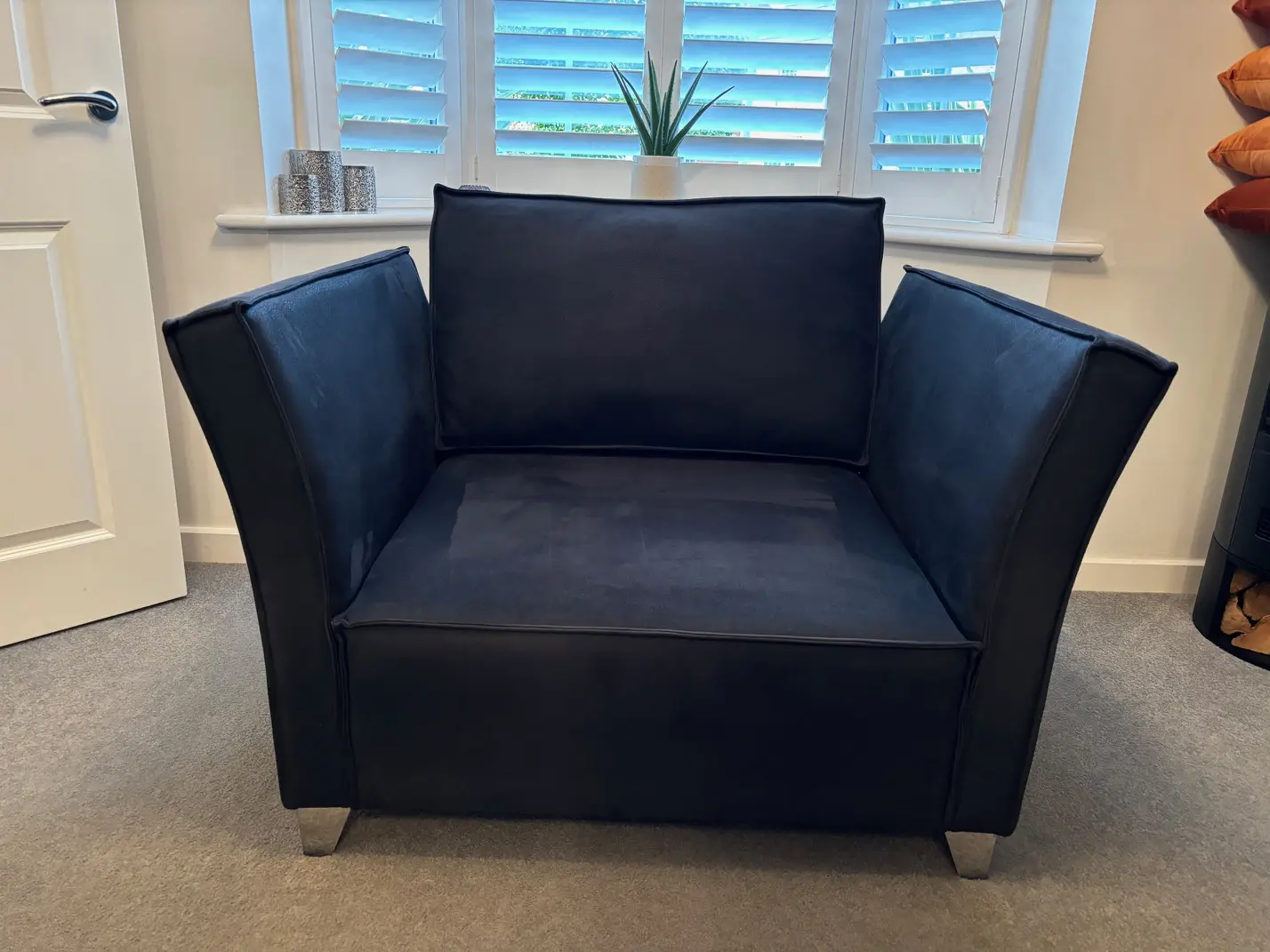 Right Hand Facing Corner Sofa with Chaise, Footstool and Love Seat - Dark Grey