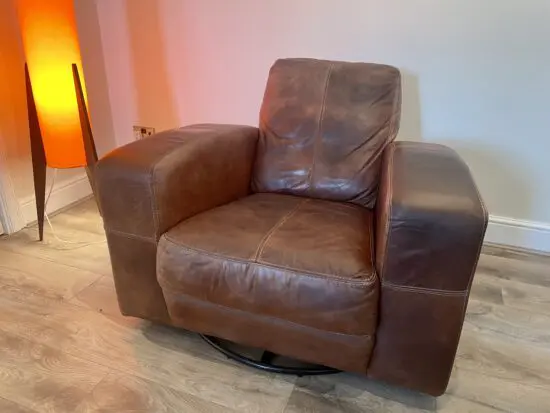 Club Style Leather swivel Armchair